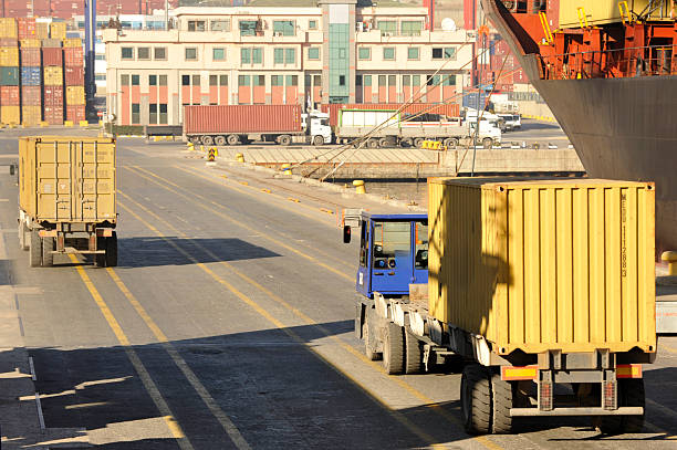 Stack of containers box. Cargo Freight Shipping of Container Logistics Industry concept